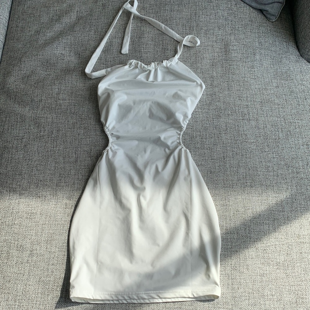 Beginning Boutique White Mini Halter Dress